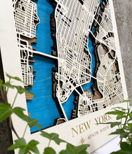 Carica l&#39;immagine nel visualizzatore di Gallery, Mappa 3D in legno di New York City
