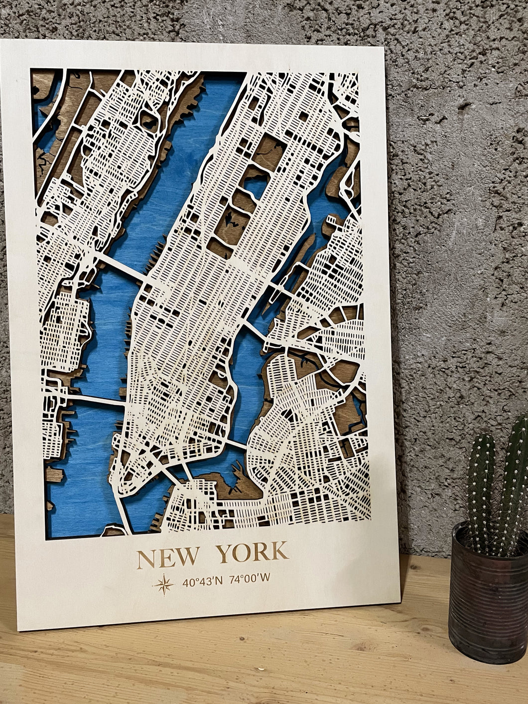 Mappa 3D in legno di New York City