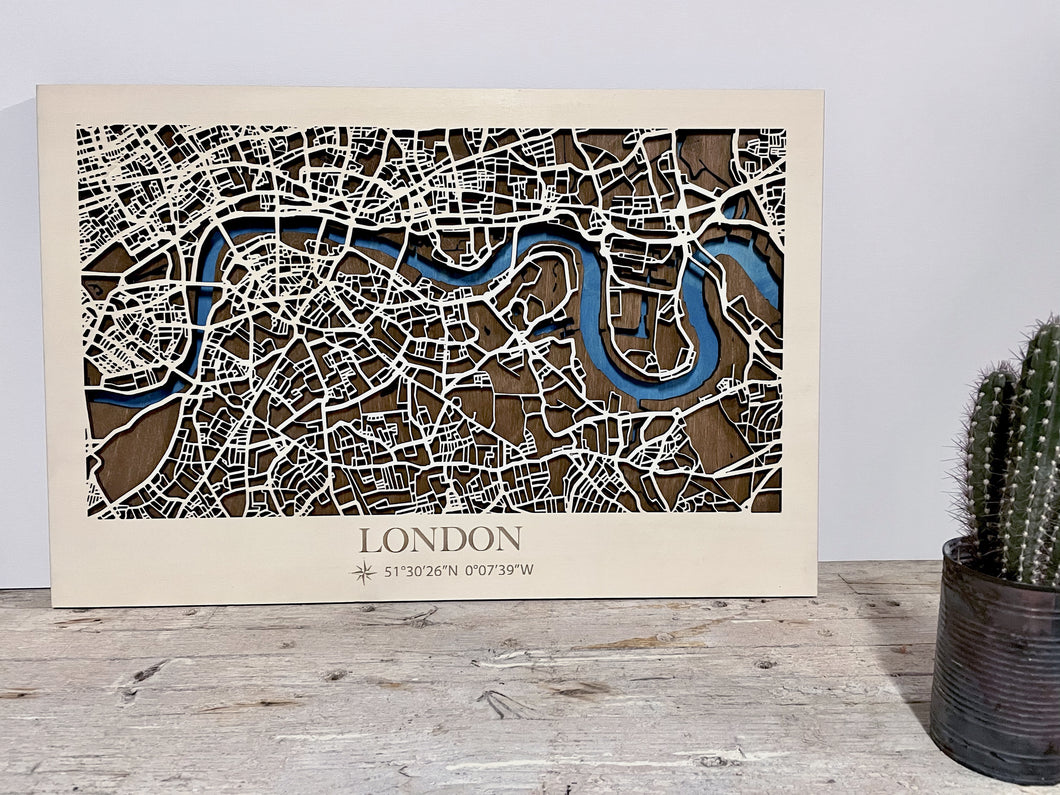 3D wooden City Map - London